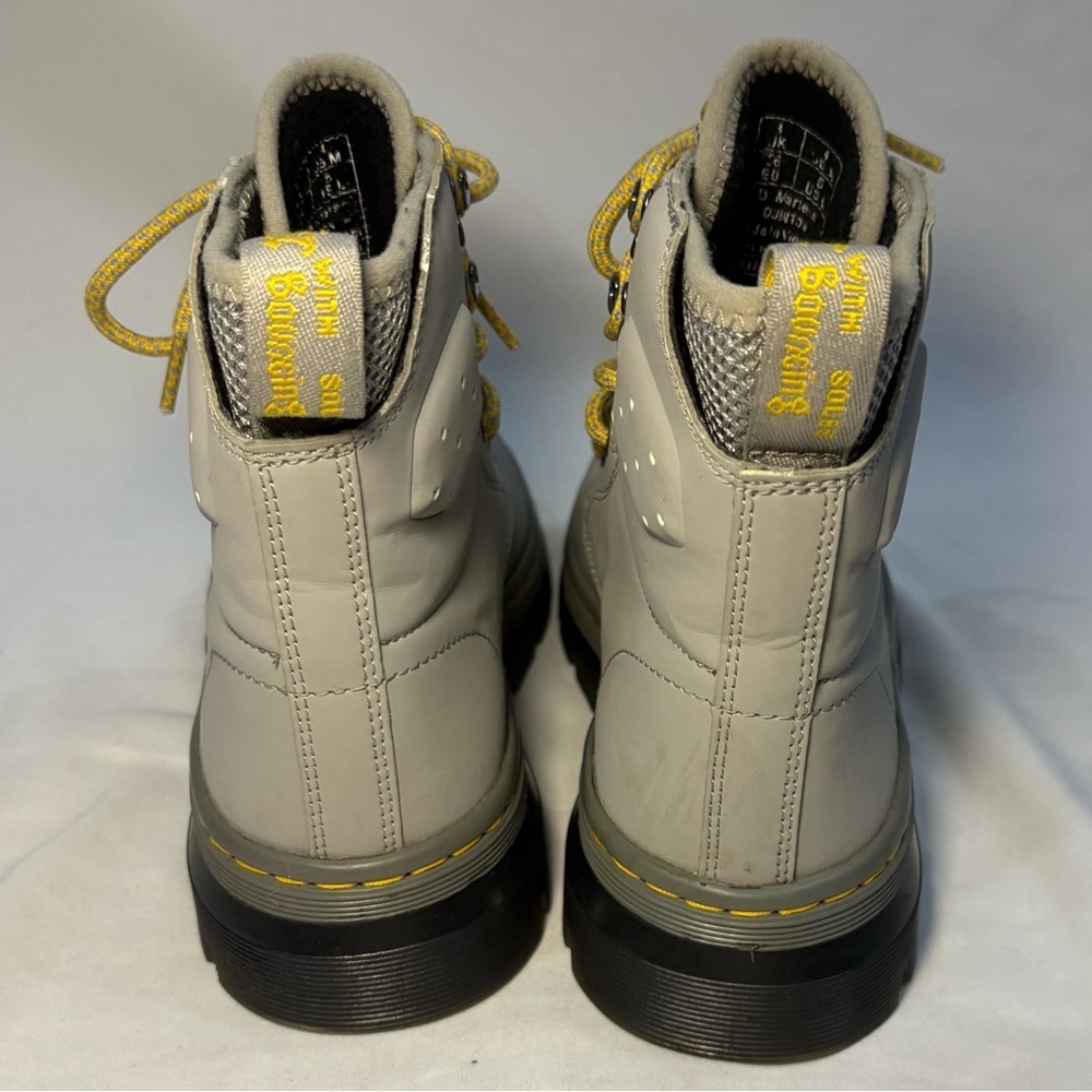 Dr. Martens Quinton Ajax Leather Gray Combat Moto Boots Synthetic Nubuck Women 5 - Picture 4 of 10